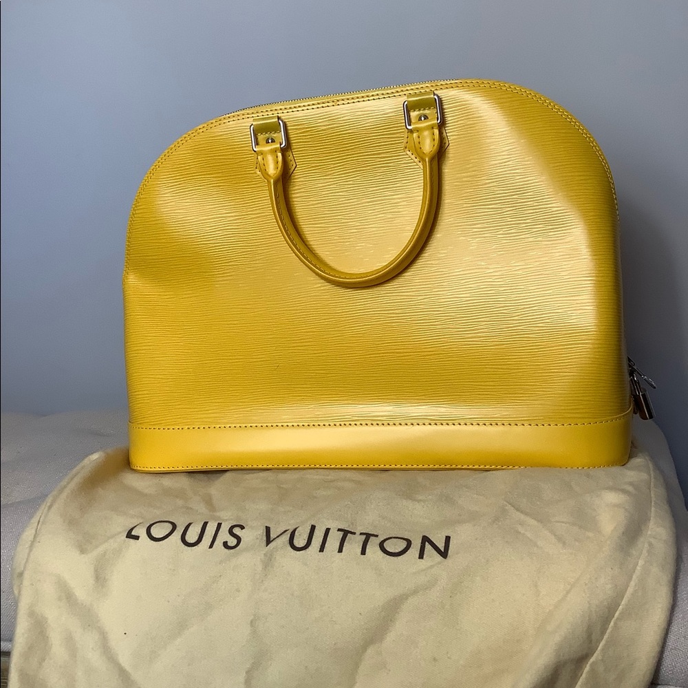 Louis Vuitton large yellow epi leather Alma bag